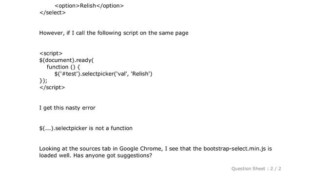 jQuery : $(...).selectpicker is not a function смотреть онлайн