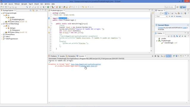NegativeArraySizeException en Java смотреть онлайн