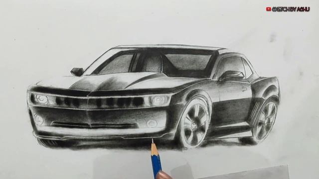 3D car drawing /how to draw 3d realistic Chevrolet Camaro pencil sketch easy drawing tutorial смотреть онлайн