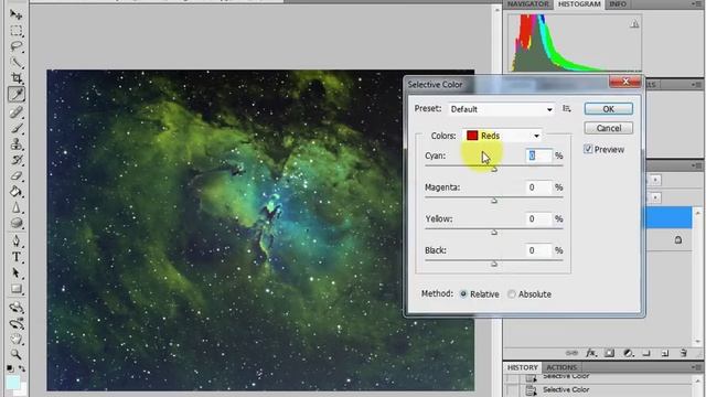 Selective Color - Green Narrowband Images - Photoshop Astrophotography Tutorial