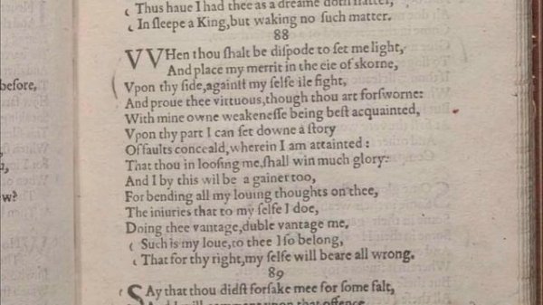 Shakespeare's Sonnet #88 "When thou shalt be disposed to set me light"