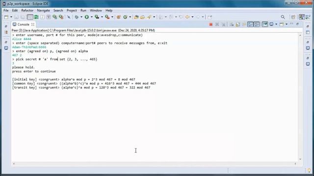 3 parties Diffie-Hellman Key Exchange (DHKE) + Peer-to-peer + JAVA (public version) смотреть онлайн