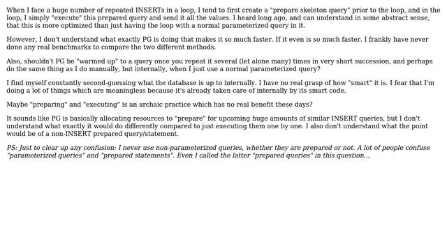 What exactly does PostgreSQL (or other databases) do internally when you "prepare" a query... смотреть онлайн