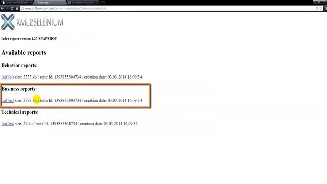 3) Отчеты в XML2Selenium: виды и возможности смотреть онлайн
