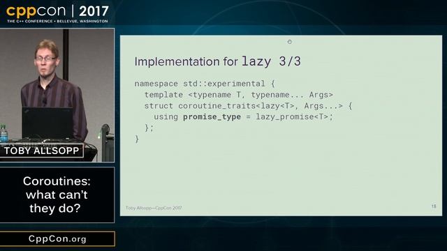 CppCon 2017: Toby Allsopp “Coroutines: what can't they do?” смотреть онлайн