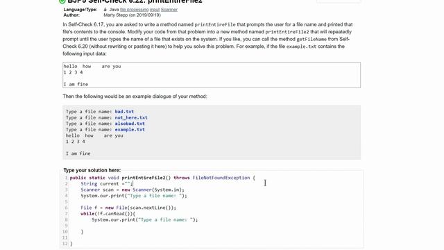 Java Practice It || 6.22 printEntireFile2 || file processing, input, scanner, .canRead() смотреть онлайн