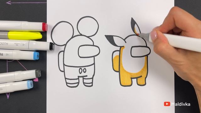 How to draw Among as Mickey and Pikachu смотреть онлайн