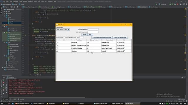 Calorie Counter Java Project смотреть онлайн