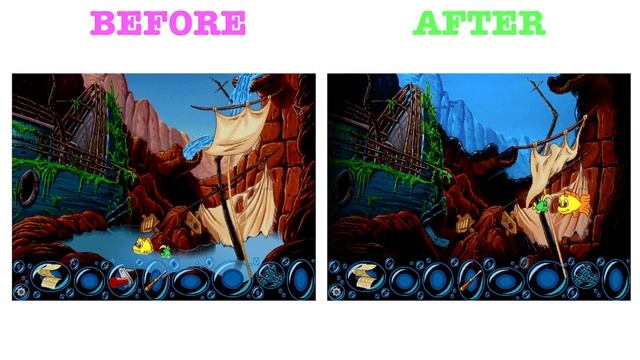A groovy before and after picture of 2 screenshots from Freddi Fish 4 смотреть онлайн