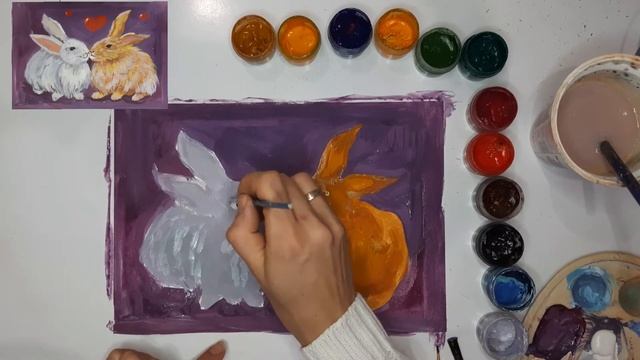 Рисуем кроликов, зайцев красками гуашь смотреть онлайн