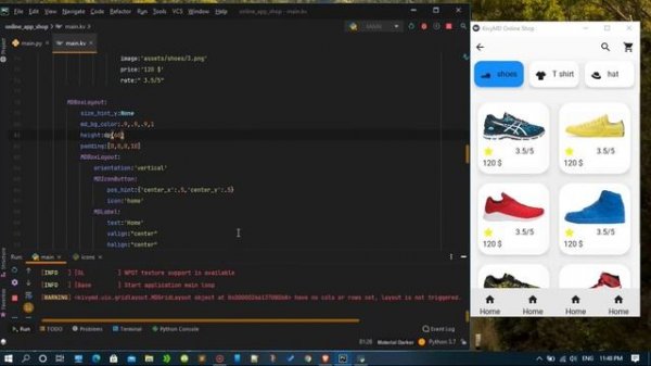 Kivy and KivyMD Online Shop UI speed code