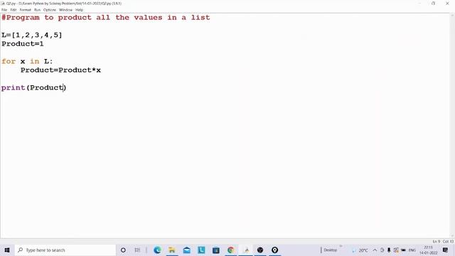 Program to get product of all the value of list in python смотреть онлайн