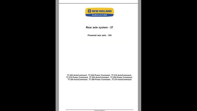New Holland T7.220, T7.235, T7.250, T7.260, T7.270 | 47524342 Service manual смотреть онлайн