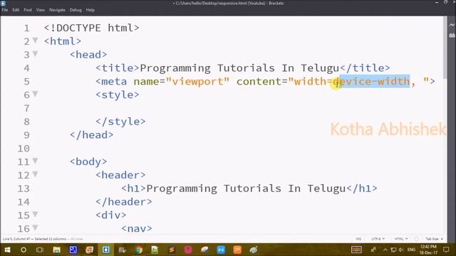 Responsive Web Designing in Telugu using HTML5 and CSS3 || Kotha Abhishek смотреть онлайн