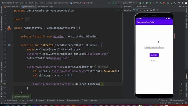 ANDROID com KOTLIN 2023 - #04 - Conversor Euro-Dolar смотреть онлайн