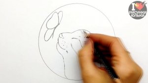 Скетч карандашом | Как нарисовать Кота с Бабочкой | Рисунки Юльки для скетчбука