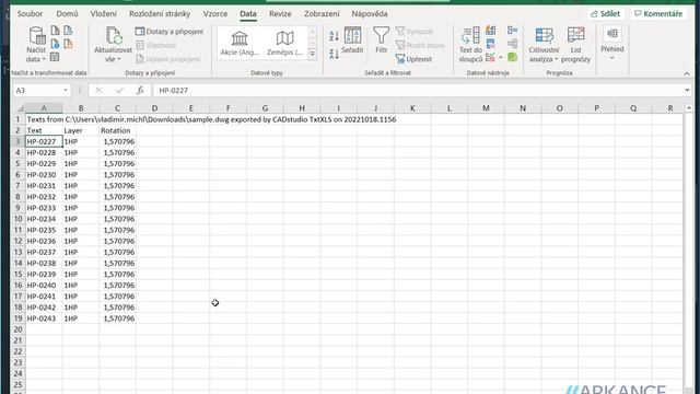 TXT2XLS - Copy DWG Drawing Texts To Excel