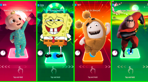 Cocomelon VS SpongeBob VS Oddods Slick VS The Incredibles Coffin Dance EDM Rush Tiles Hop