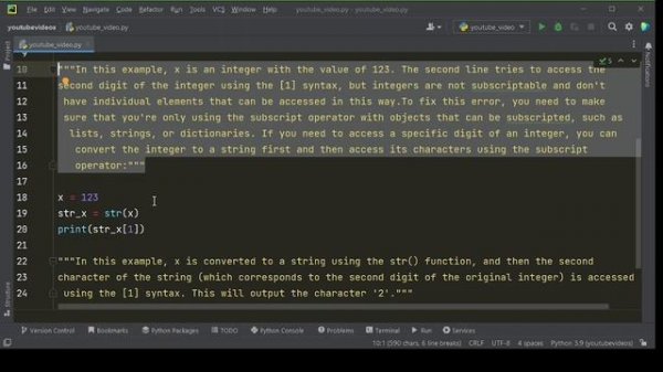 "Debugging TypeError: 'int' object is not subscriptable"