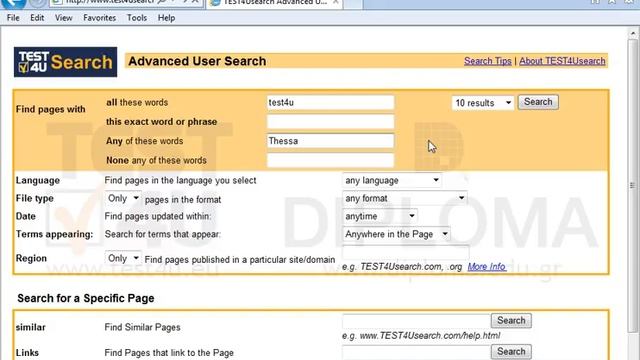Search for pages displaying the keyword test4u on the Web using the advanced search option. At... смотреть онлайн