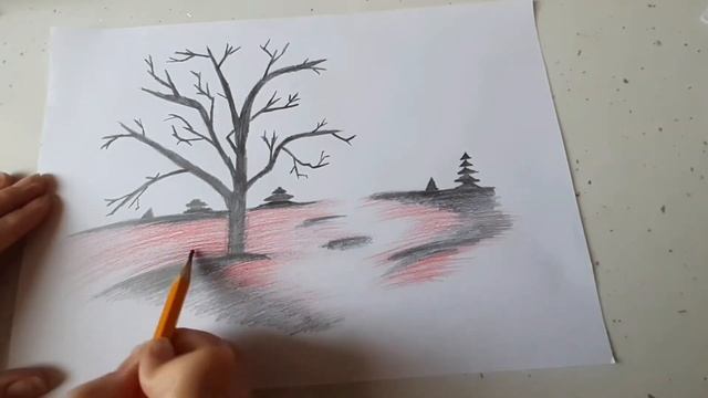 Как нарисовать вечерний пейзаж| рисунок карандошом смотреть онлайн