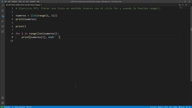 Python - Ejercicio 975: Iterar una Lista en Sentido Inverso en un Ciclo for Usando Función range() смотреть онлайн