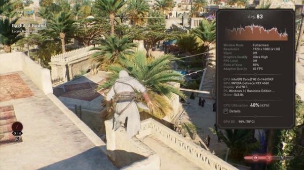 Assassins Creed Mirage Gaming Benchmark | Intel i5-14600KF 14th generation processor & RTX 4060