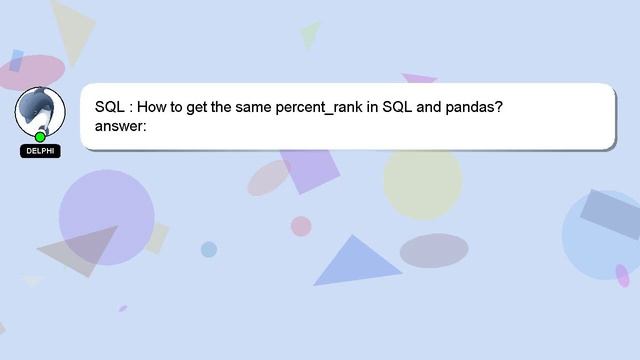 SQL : How to get the same percent_rank in SQL and pandas? смотреть онлайн