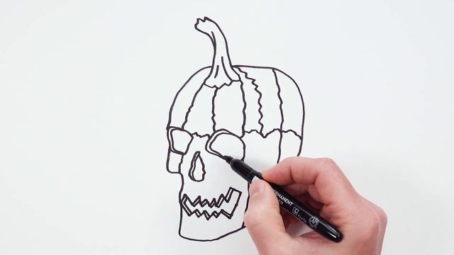 How to Draw Pumpkin Skull | Jack-o'-lantern | Halloween Drawings смотреть онлайн