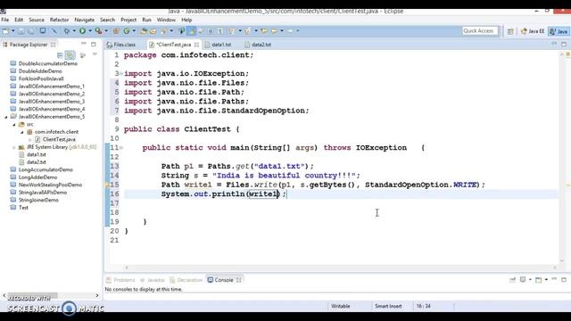 Java 8 IO Enhancement Files.write() method смотреть онлайн
