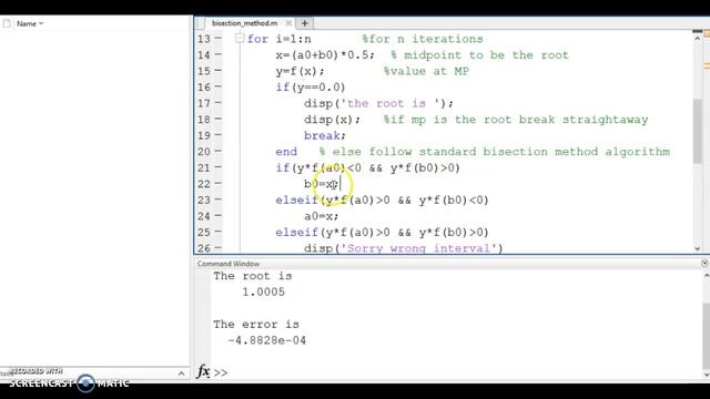 Bisection method in Matlab for simple function смотреть онлайн
