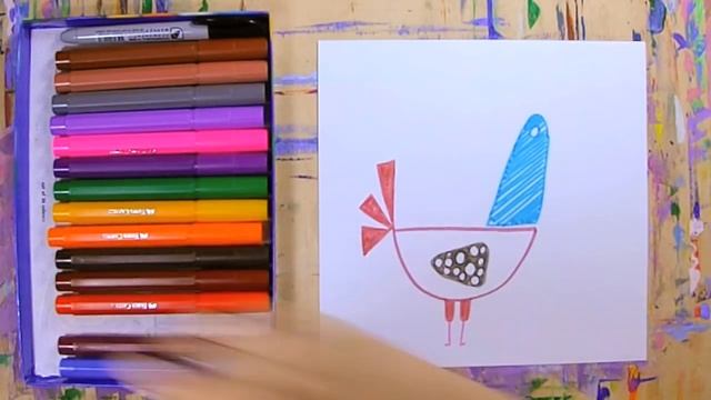 Как нарисовать петушка фломастерами - урок рисования, рисуем дома поэтапно смотреть онлайн