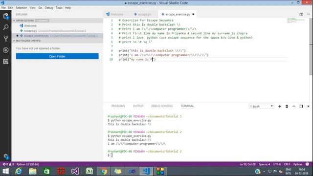 #7 Python Tutorial | Python Tutorials For Beginners | Escape Sequence Solution (HINDI) смотреть онлайн