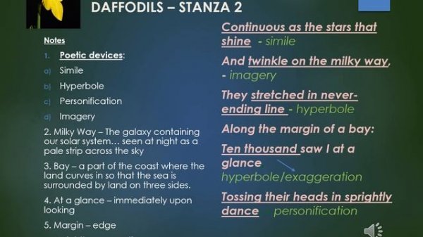 DAFFODILS Poem Easy Explanation-Meanings, Figures of Speech, Poetic Devices II ENGLISH PERIOD II