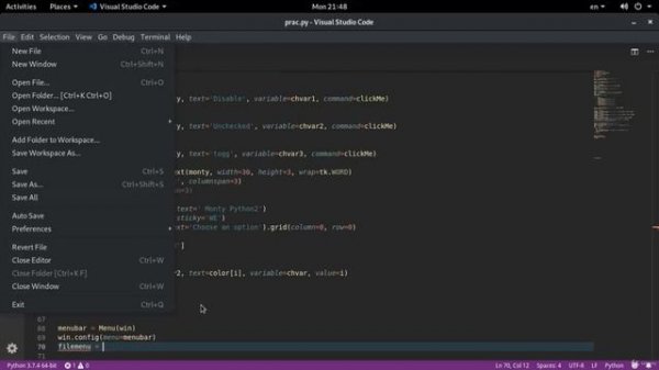 Menu Bars With tKinter - Python Tkinter GUI Tutorial