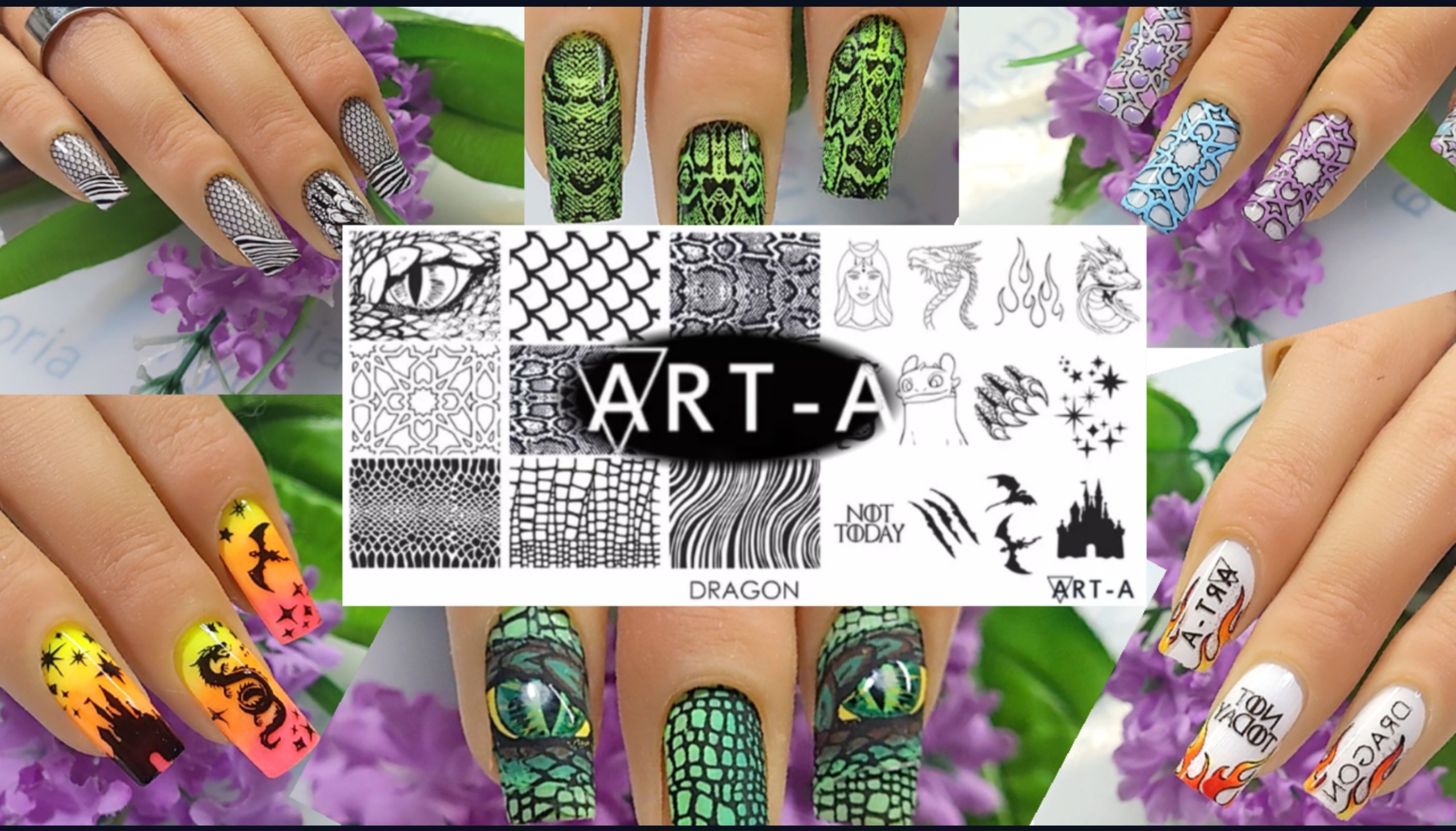 ART - A пластина для стемпинга Дракон Варианты дизайна на ногтях #nailart #stamping #nails смотреть онлайн