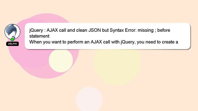 jQuery : AJAX call and clean JSON but Syntax Error: missing ; before statement смотреть онлайн