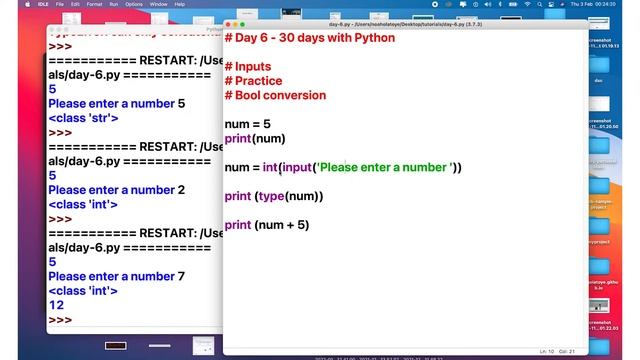30 Days with Python - Day 6: Inputs and Type Conversion смотреть онлайн