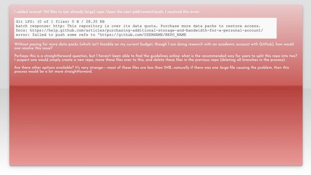 When exceeding the data quota, what is the best way to "split up" this github repo? смотреть онлайн