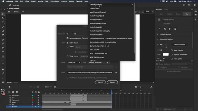 How to export transparent videos and images (without Media Encoder) - Adobe Animate CC Tutorial смотреть онлайн