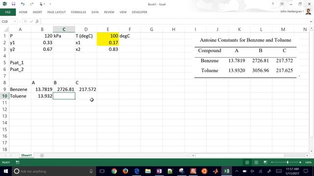 Raoult's Law Vapor Liquid Equilibrium Solved with Excel смотреть онлайн