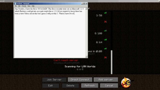 Minecraft Error 503 or Error. (1.3.2!) смотреть онлайн