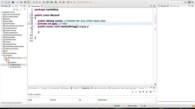 3.3 what are instance variables - part 3 - types of variables -syntax-scope - with example program смотреть онлайн