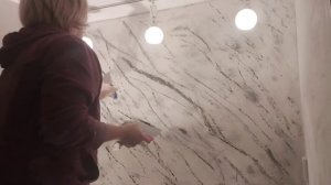 ремонт в ванной/часть 3/ стена под мрамор из обычной финишной  шпаклёвки/ неудачный эксперимент