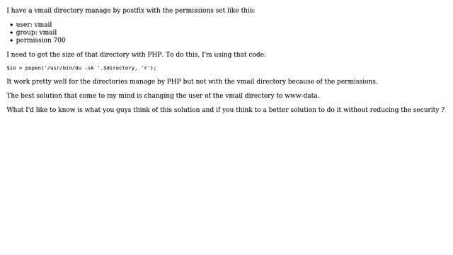 Need secure solution to get the size of a directory with PHP смотреть онлайн