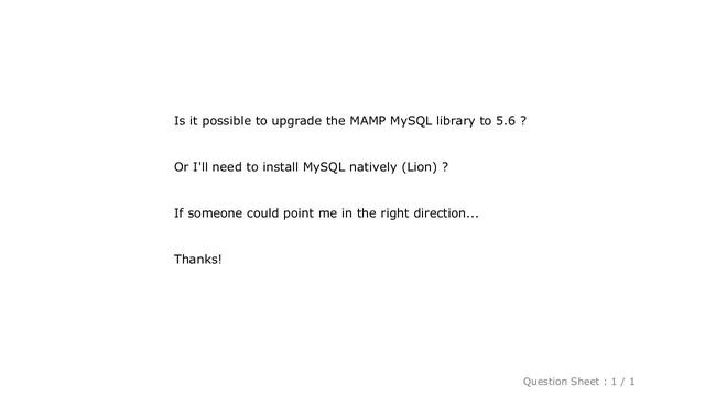MySQL : MAMP - Upgrade to MySQL 5.6 смотреть онлайн