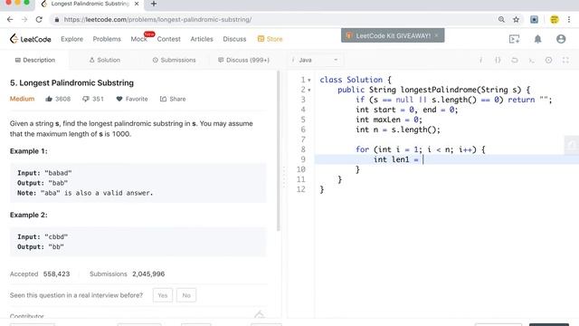 LeetCode 5. Longest Palindromic Substring 中文解释 Chinese Version смотреть онлайн
