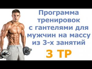 Программа тренировок с гантелями для мужчин на массу из 3-х занятий (3 тр)