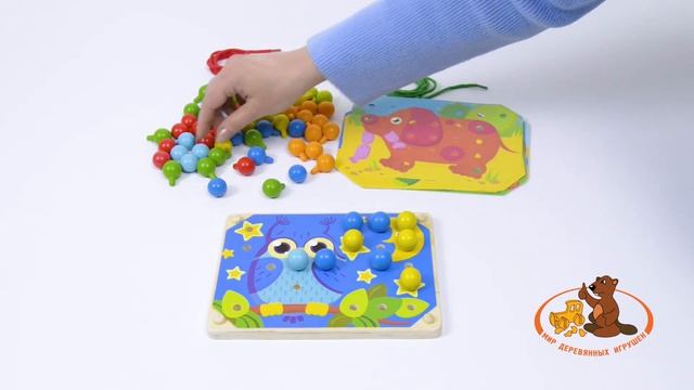 Деревянная игрушка Мозаика-шнуровка, МДИ Д421