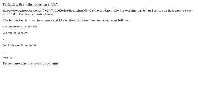 Variables not Initialized in Excel VBA Loop смотреть онлайн